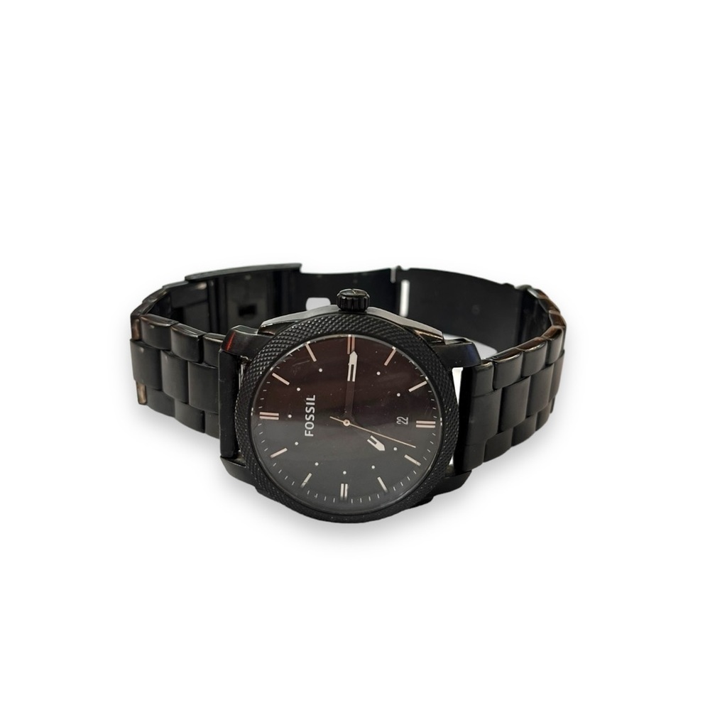 Mens Fossil Black Dial Stainless Watch